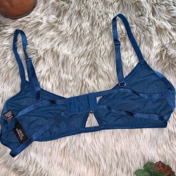 VS Very Sexy Blue Sheer Bra w/Green Rhinestones - Picture 4 of 4